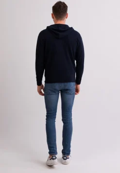 Kaschmir Kapuzenpullover Hoodie marine blau