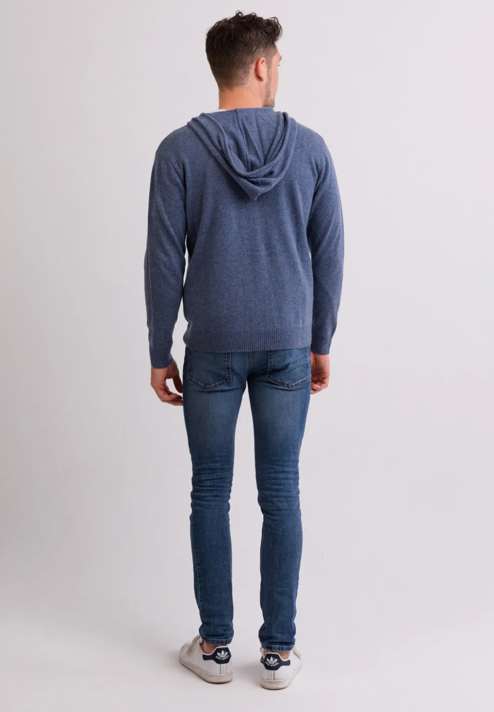 Kaschmir Kapuzenpullover Hoodie jeans blau