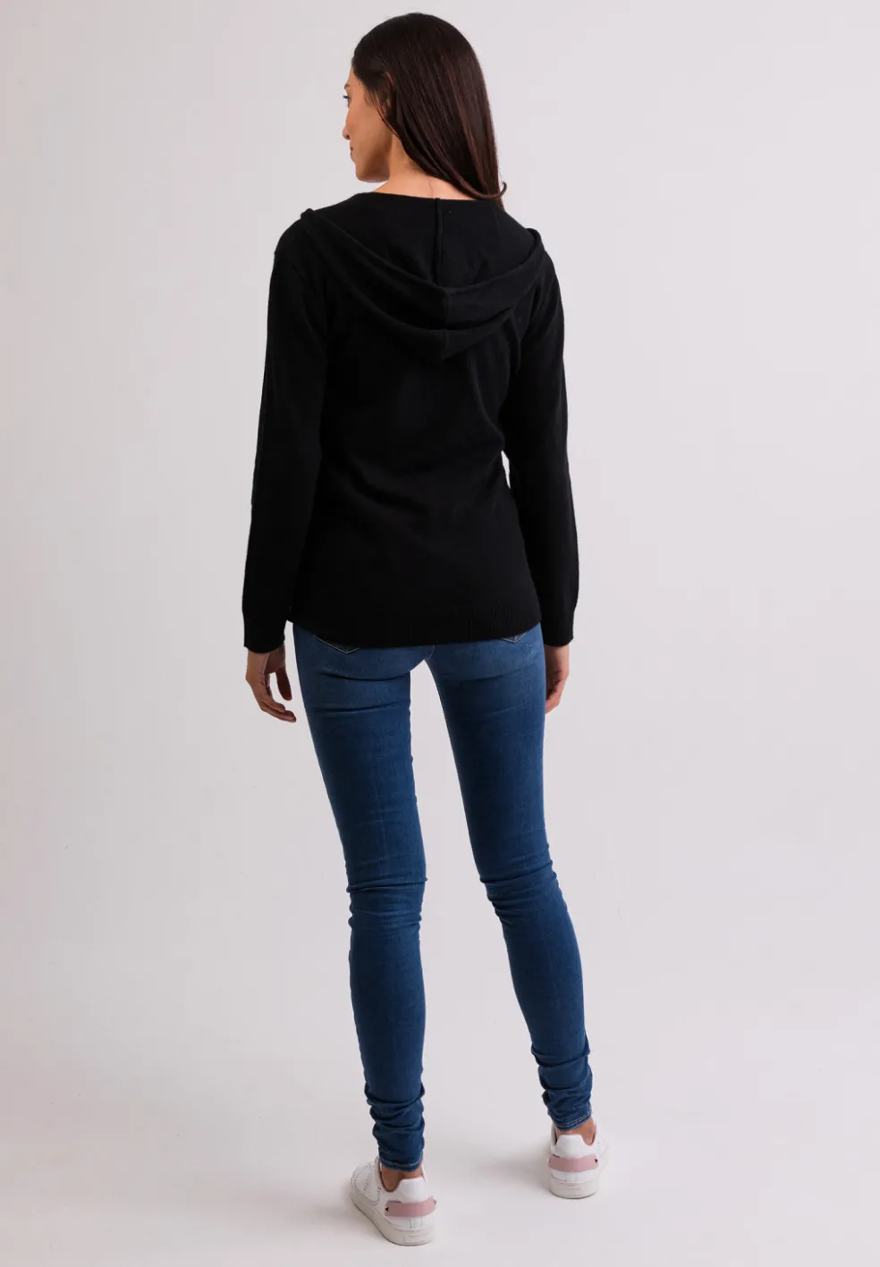 Kaschmir Kapuzenpullover Hoodie schwarz