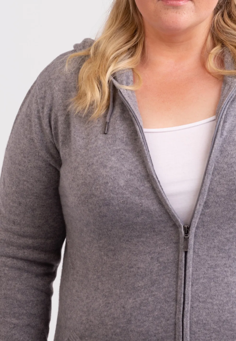 Kaschmir Kapuzenpullover Hoodie grau