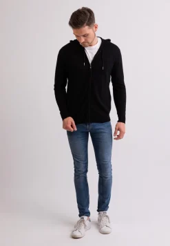 Kaschmir Kapuzenpullover Hoodie schwarz