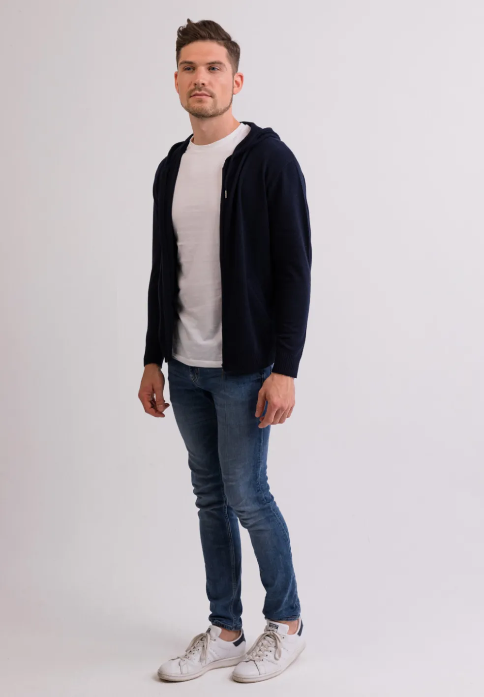 Kaschmir Kapuzenpullover Hoodie marine blau