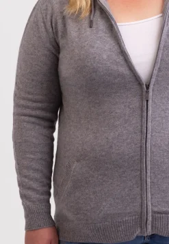 Kaschmir Kapuzenpullover Hoodie grau