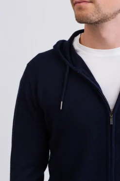 Kaschmir Kapuzenpullover Hoodie marine blau