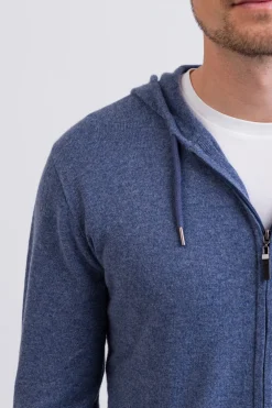 Kaschmir Kapuzenpullover Hoodie jeans blau