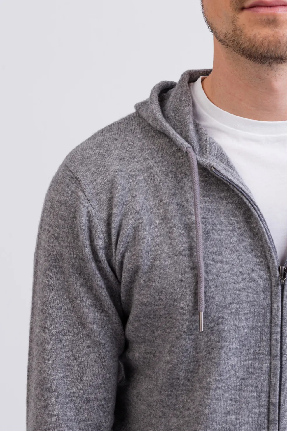 Kaschmir Kapuzenpullover Hoodie grau