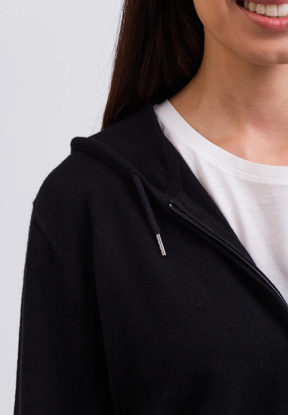 Kaschmir Kapuzenpullover Hoodie schwarz