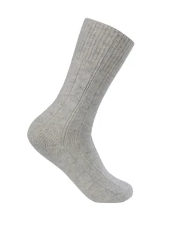 Kaschmir Kuschelsocken hellgrau melange