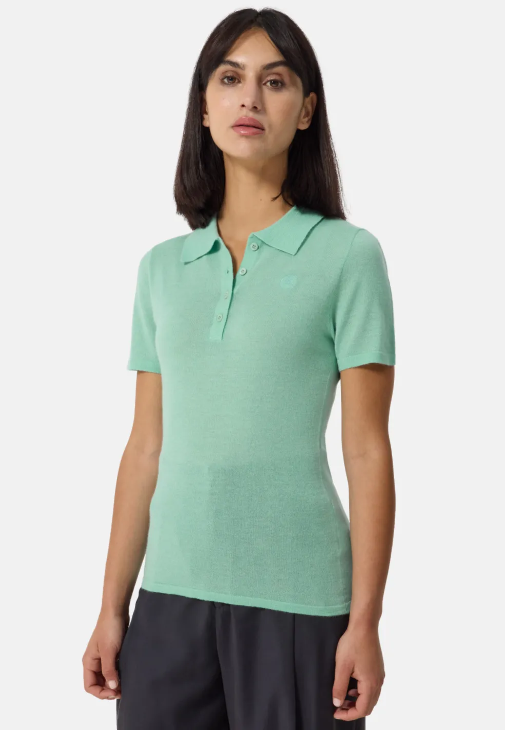Kaschmir Poloshirt Kurzarm minzgrün