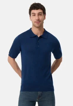 Kaschmir Poloshirt Kurzarm marine blau