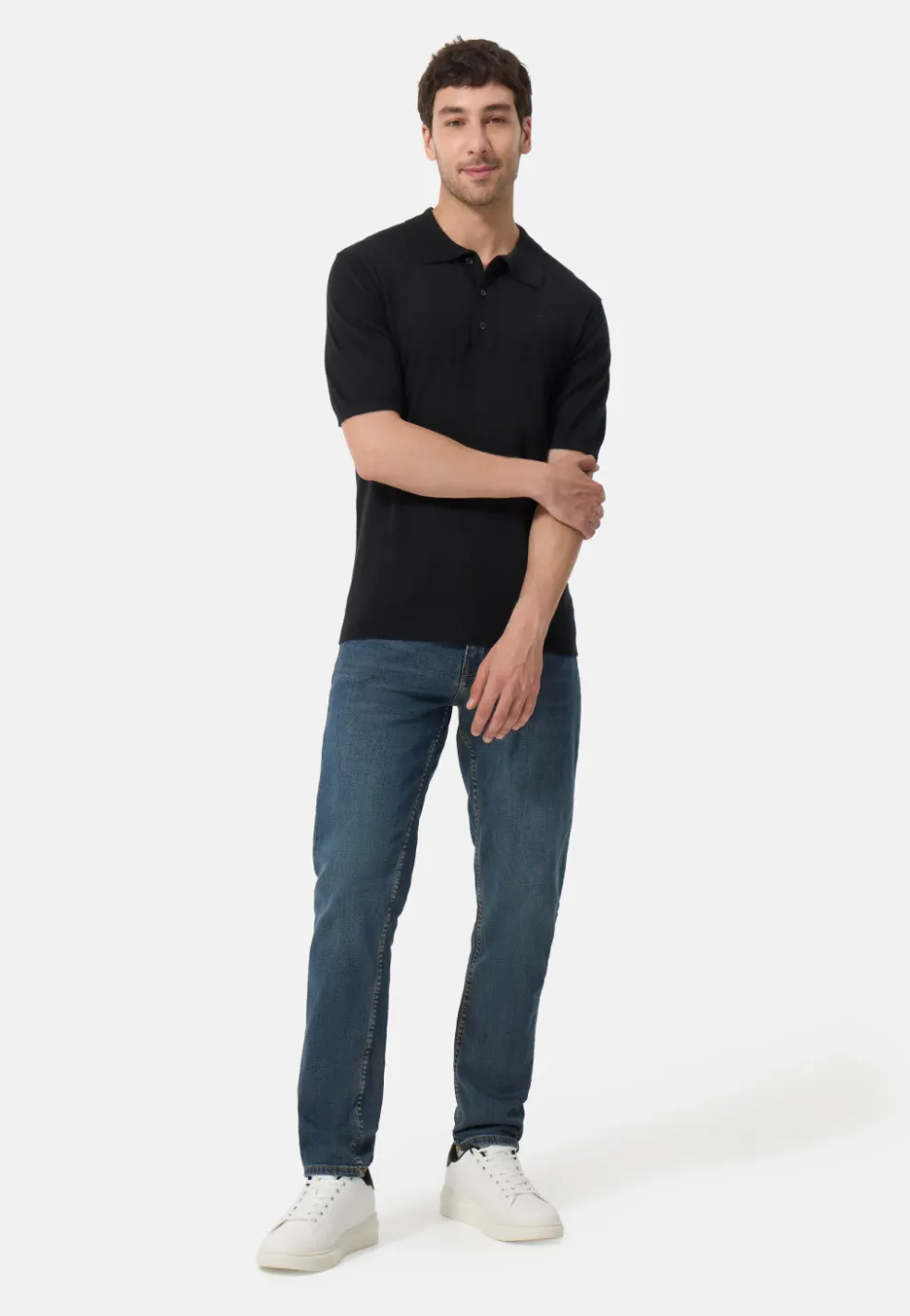 Kaschmir Poloshirt Kurzarm schwarz