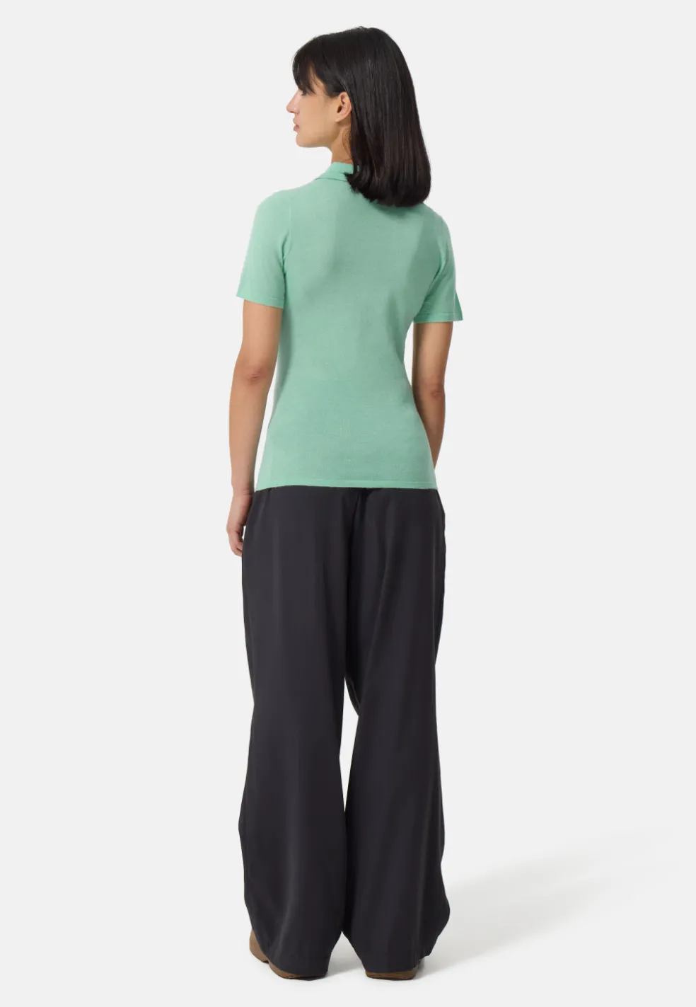 Kaschmir Poloshirt Kurzarm minzgrün
