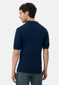 Kaschmir Poloshirt Kurzarm marine blau