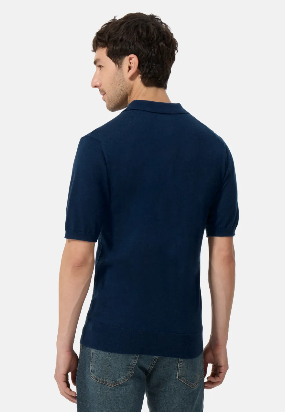 Kaschmir Poloshirt Kurzarm marine blau