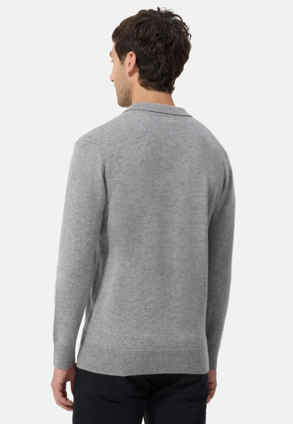 Kaschmir Poloshirt Langarm grau