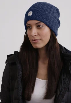 Kaschmir Rib Mütze jeans blau