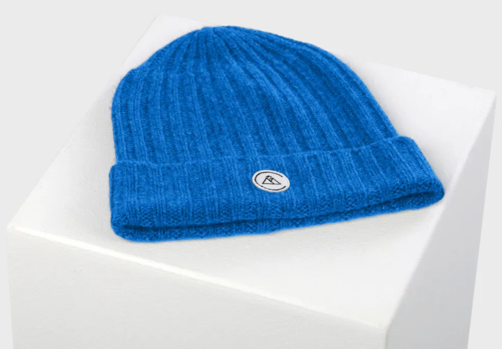 Kaschmir Rib Mütze jet stream blau