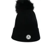 Kaschmir Rib Mütze mit Bommel schwarz