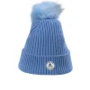 Kaschmir Rib Mütze mit Bommel jasper blau