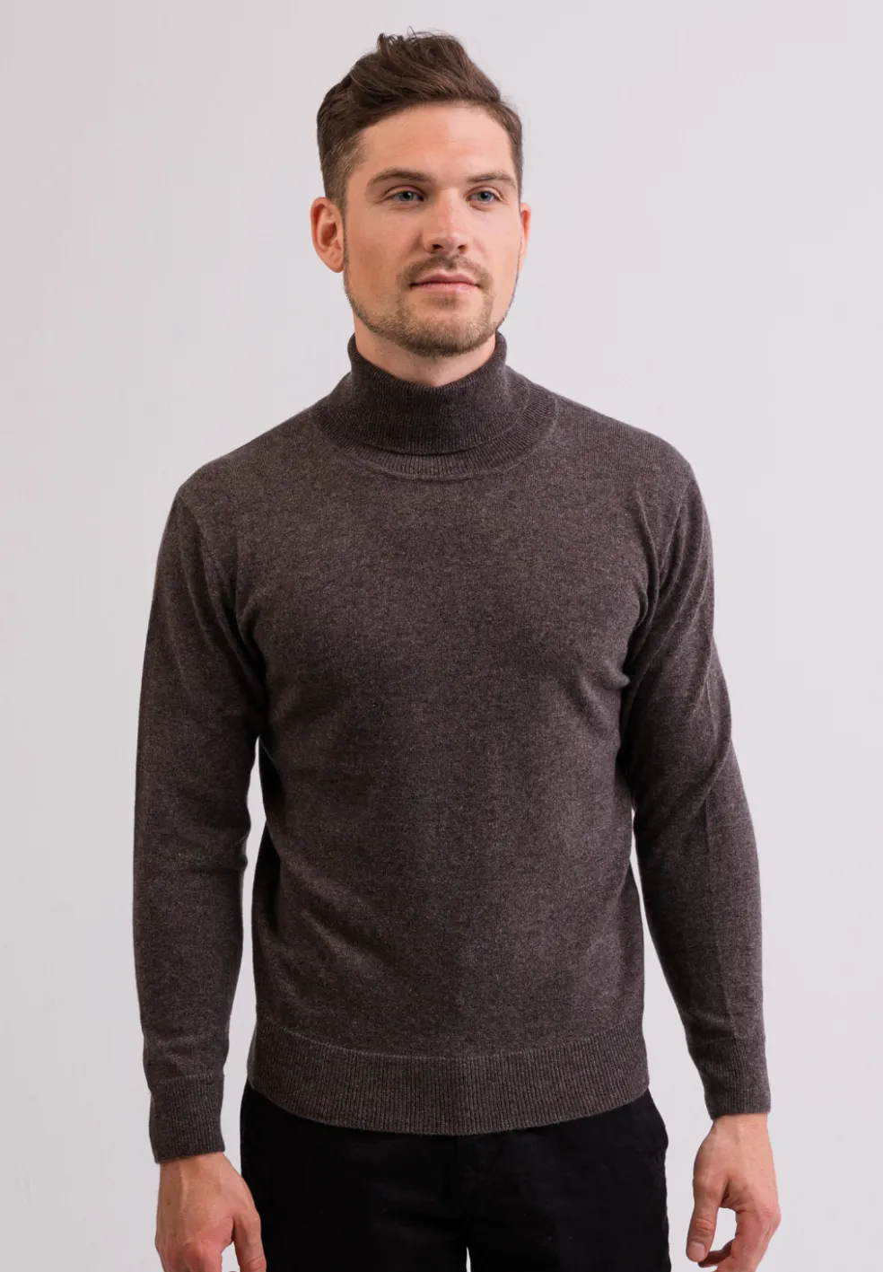 Kaschmir Rollkragen Pullover taupe melange