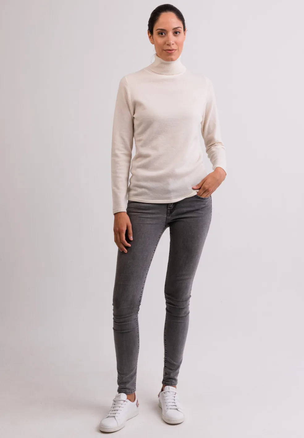 Kaschmir Rollkragen Pullover weiss
