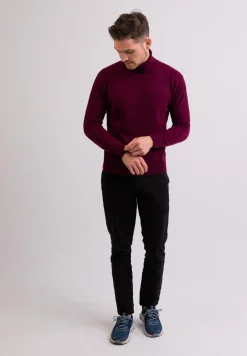 Kaschmir Rollkragen Pullover cranberry rot
