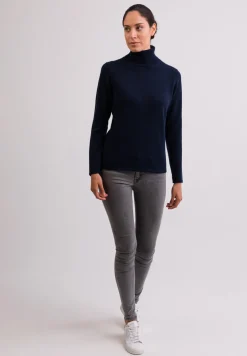 Kaschmir Rollkragen Pullover marine blau