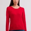Kaschmir Rundhals Pullover rot