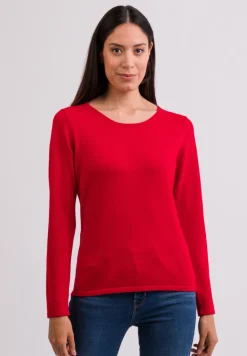 Kaschmir Rundhals Pullover rot