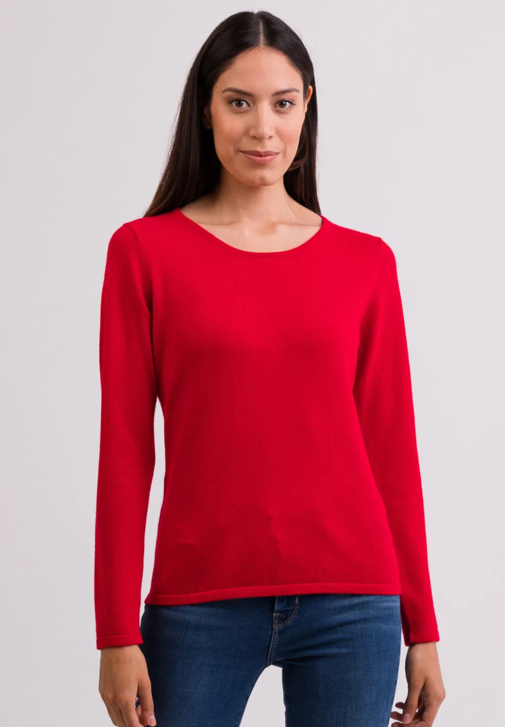 Kaschmir Rundhals Pullover rot