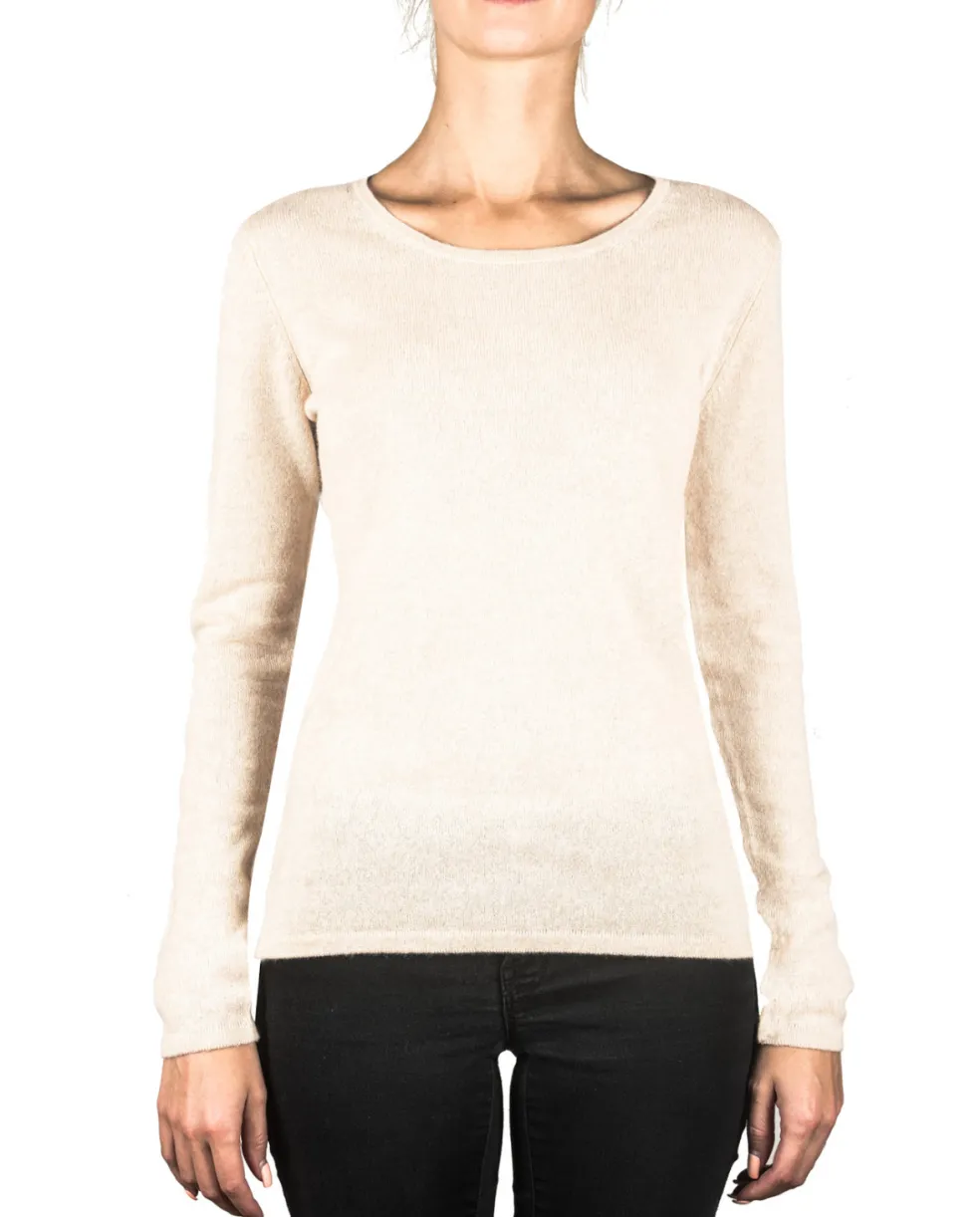Kaschmir Rundhals Pullover washed ecru