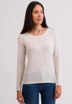 Kaschmir Rundhals Pullover weiss