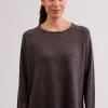 Kaschmir Rundhals Pullover mit Seitenschlitzen taupe melange