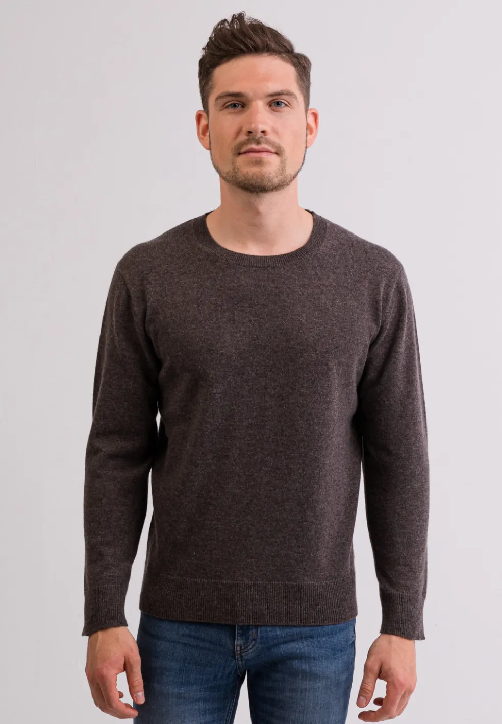 Kaschmir Rundhals Pullover taupe melange
