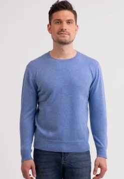 Kaschmir Rundhals Pullover azurblau