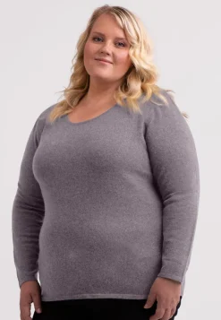 Kaschmir Rundhals Pullover grau