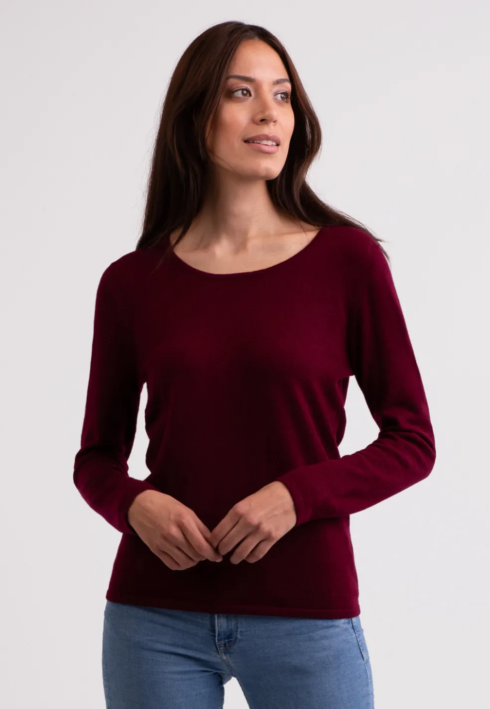 Kaschmir Rundhals Pullover rouge noir