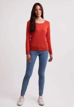 Kaschmir Rundhals Pullover siena gelb