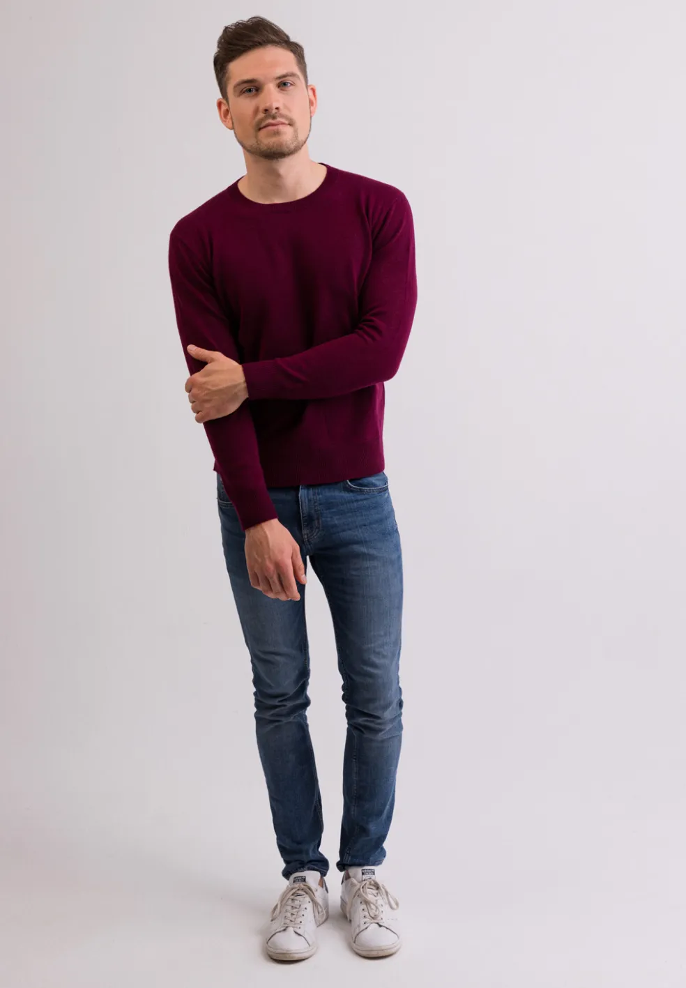 Kaschmir Rundhals Pullover cranberry rot