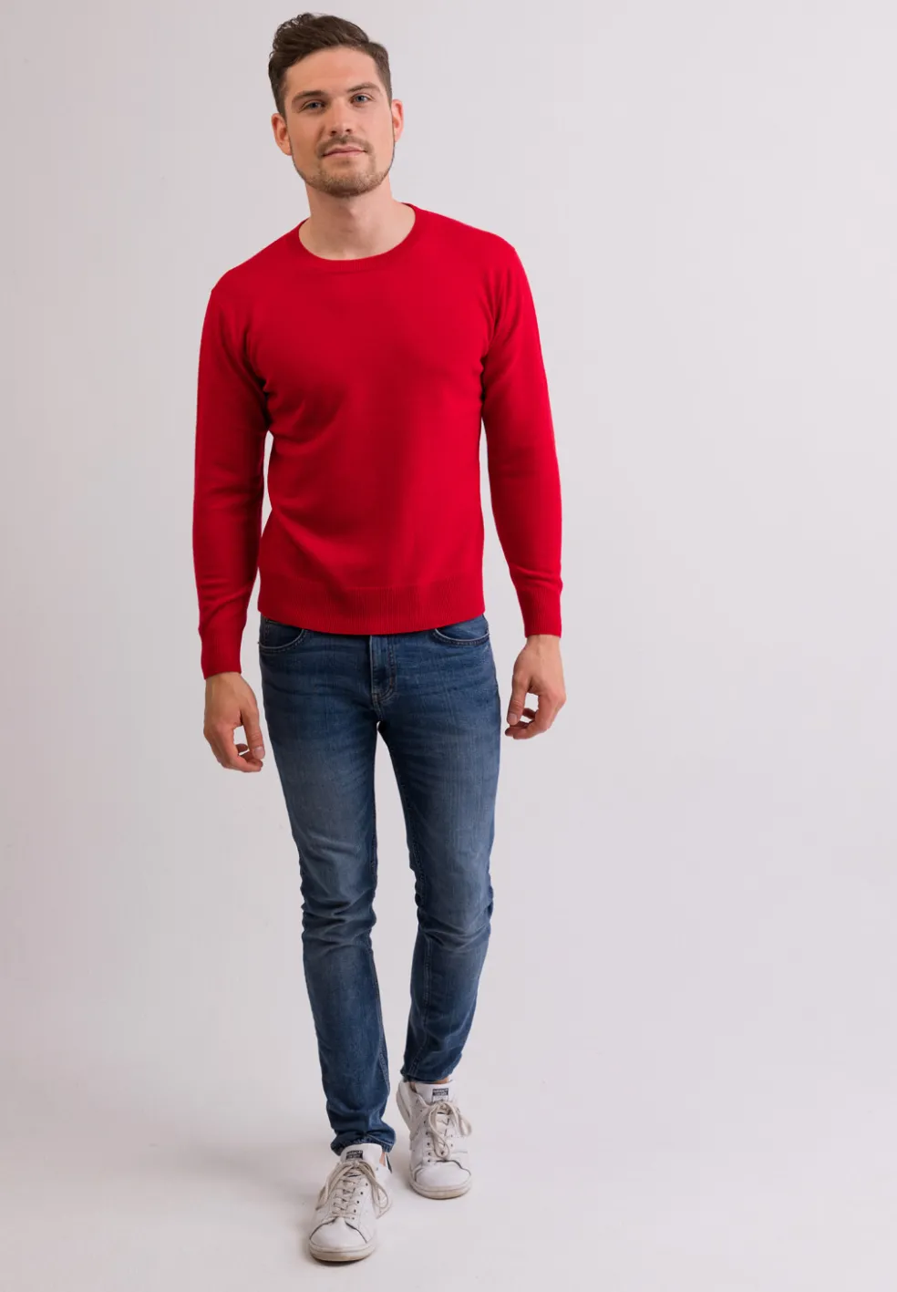 Kaschmir Rundhals Pullover rot