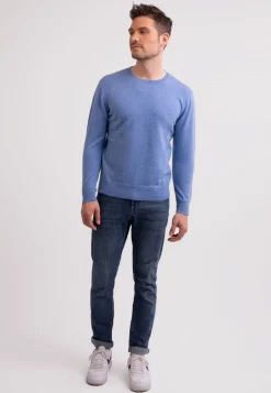 Kaschmir Rundhals Pullover azurblau