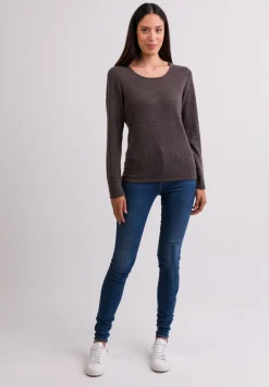 Kaschmir Rundhals Pullover taupe melange