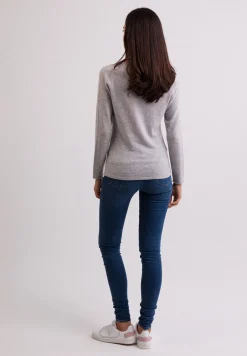 Kaschmir Rundhals Pullover hellgrau