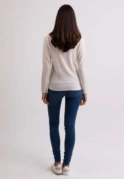 Kaschmir Rundhals Pullover weiss