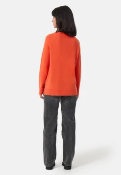 Kaschmir Rundhals Pullover mit Seitenschlitzen sonnengelb
