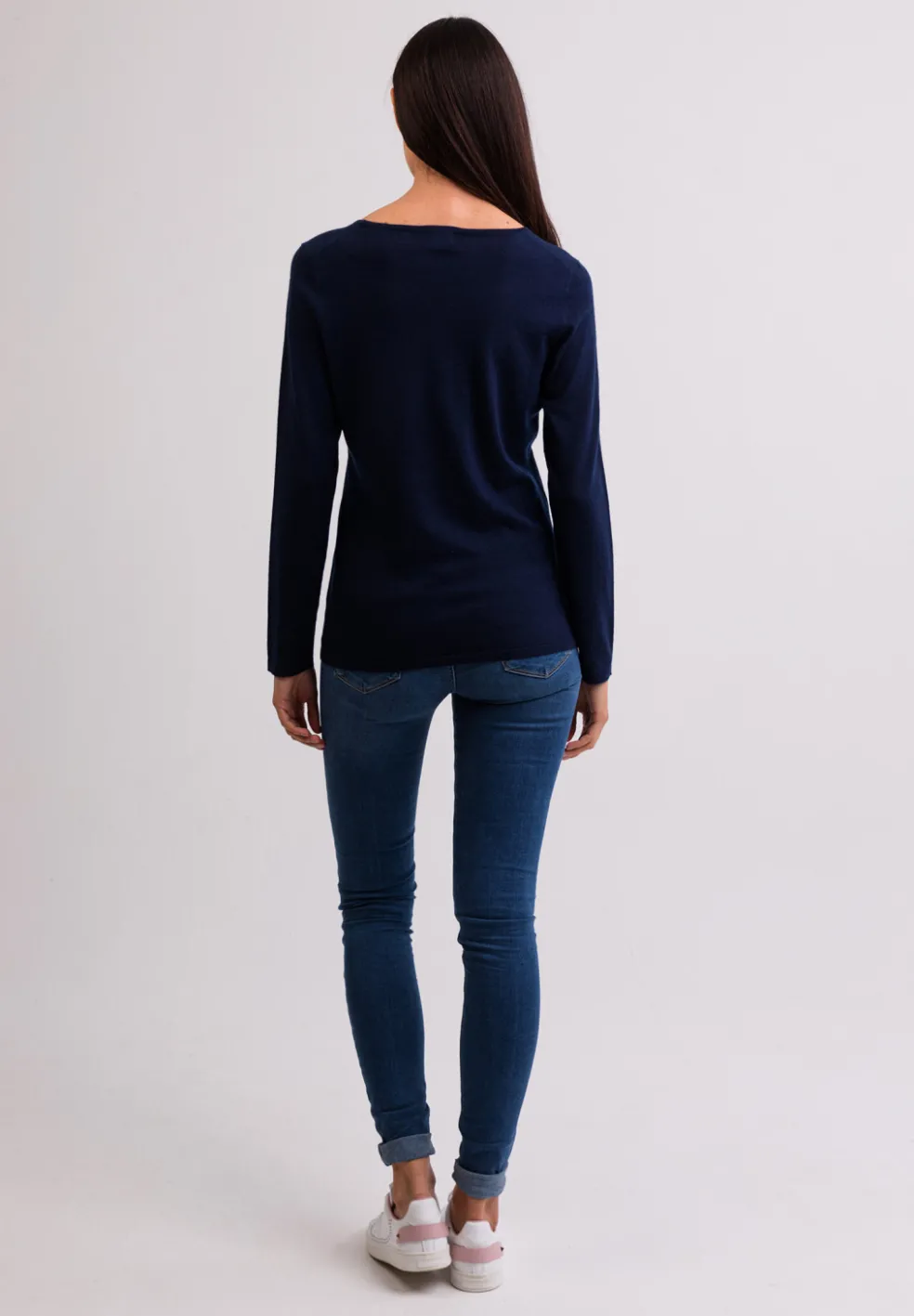 Kaschmir Rundhals Pullover marine blau (Frühling)