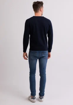 Kaschmir Rundhals Pullover marine blau