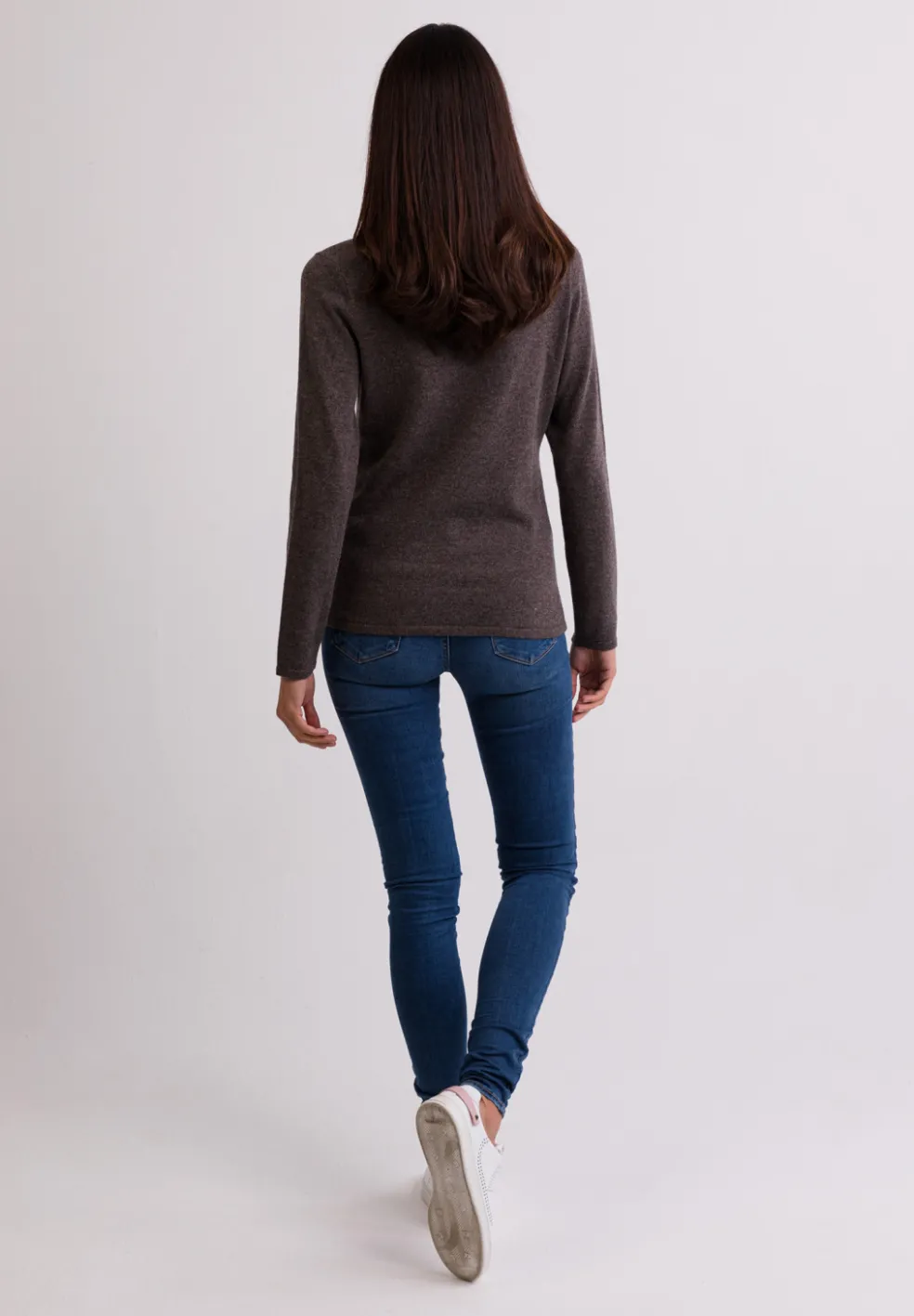 Kaschmir Rundhals Pullover taupe melange