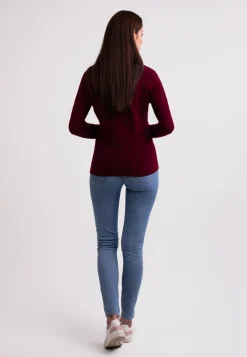 Kaschmir Rundhals Pullover rouge noir