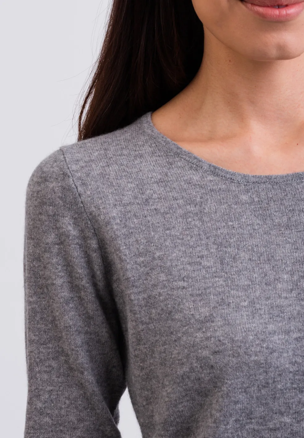 Kaschmir Rundhals Pullover grau